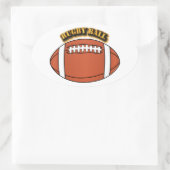 ラグビーボール付き文字 楕円形シール (バッグ)