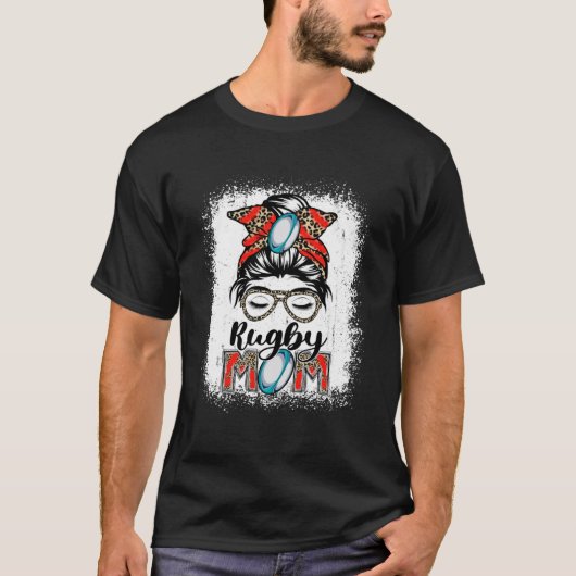 ラグビーママ試合日乱雑Bun Leopard母の日 Tシャツ (正面)