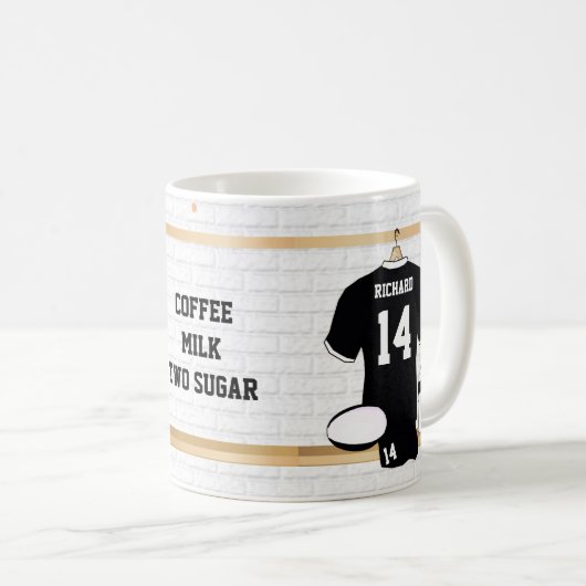 ラグビーユニークグパーソナライズされた・ファン・マグス コーヒーマグカップ (正面右)