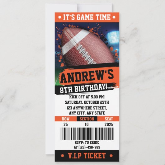 ラグビー観戦チケットお誕生日パーティー子供 招待状 (正面)