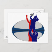 ラグビー選手のラインナアウトスローボールのフランス ポストカード (正面/裏面)