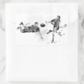 ラグビー選手2人 –  長方形シール (バッグ)