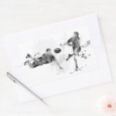 ラグビー選手2人 –  長方形シール (封筒)