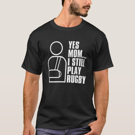 ラグビー選手YesママIまだラグビー遊ボール Tシャツ (正面)