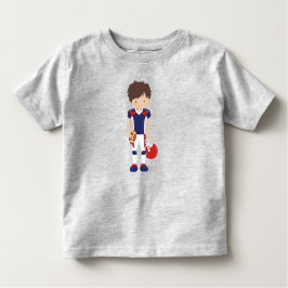 ラグビー、アメリカンフットボール、かわいい少年、茶色の髪 トドラーTシャツ