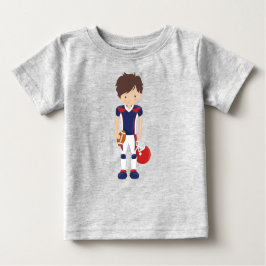 ラグビー，アメリカンフットボール，かわいい男の子，ブラウンヘア ベビーTシャツ