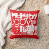 ラグビー；緋色の赤いストライプ クッション (ブランケット)