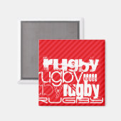 ラグビー；緋色の赤いストライプ マグネット (正面/裏面)