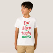 、ラグビー、繰り返しのティー食べて下さい、眠らせて下さい Tシャツ (正面フル)