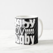 ラグビー; 黒及びダークグレーは縞で飾ります コーヒーマグカップ (正面右)