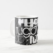 ラグビー; 黒及びダークグレーは縞で飾ります コーヒーマグカップ (正面左)