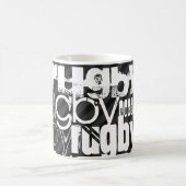 ラグビー; 黒及びダークグレーは縞で飾ります コーヒーマグカップ (中央)