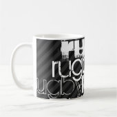 ラグビー; 黒及びダークグレーは縞で飾ります コーヒーマグカップ (左)