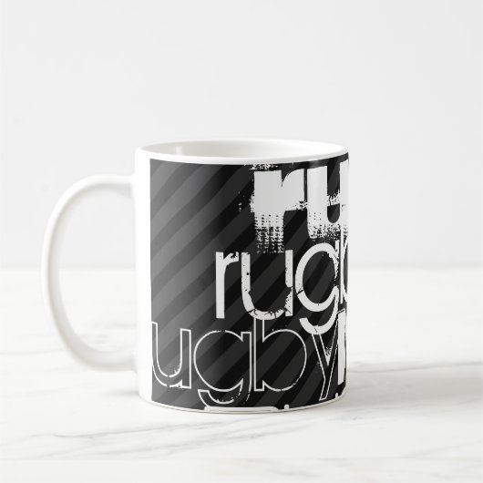 ラグビー; 黒及びダークグレーは縞で飾ります コーヒーマグカップ (左)
