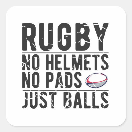 ラグビーNoヘルメットNo Pads Just Balls - おもしろい Rugby スクエアシール (正面)