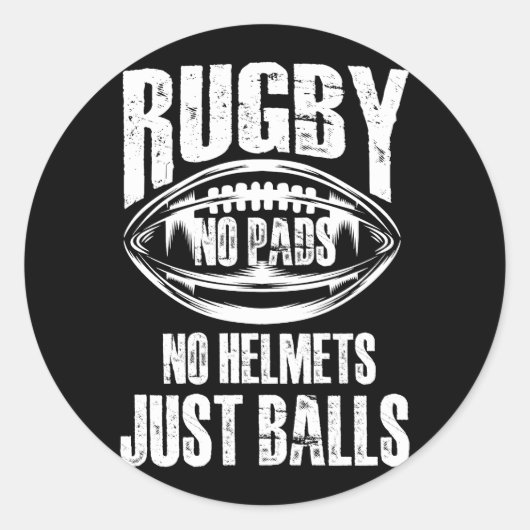 ラグビーNo Pads No Helmets Just Balls American Foot ラウンドシール (正面)