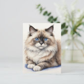 ラグリラックスドル猫イラストレーションコージーペット ポストカード (スタンド正面)