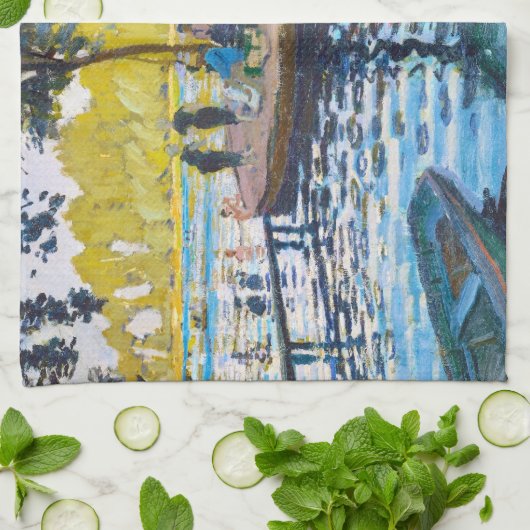 ラグレヌイレクロードモネ素晴らしアート絵画ズ キッチンタオル (折り畳み)