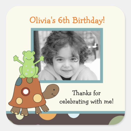 ラグーナカエル&タートルフォトスクエアお気に入りステッカー スクエアシール (正面)