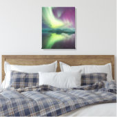 ラグーンのオーロラライト | Jokulsarlon，アイスランド キャンバスプリント (インサイチュ (寝室))