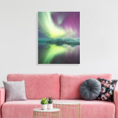 ラグーンのオーロラライト | Jokulsarlon，アイスランド キャンバスプリント (インサイチュ (リビング))