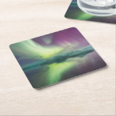 ラグーンのオーロラライト | Jokulsarlon，アイスランド スクエアペーパーコースター (アングル)