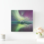 ラグーンのオーロラライト | Jokulsarlon，アイスランド スクエア壁時計 (ホーム)