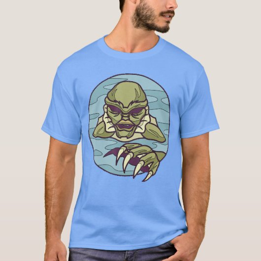 ラグーンの生物 アイコニックホラー モンスターアート v tシャツ (正面)