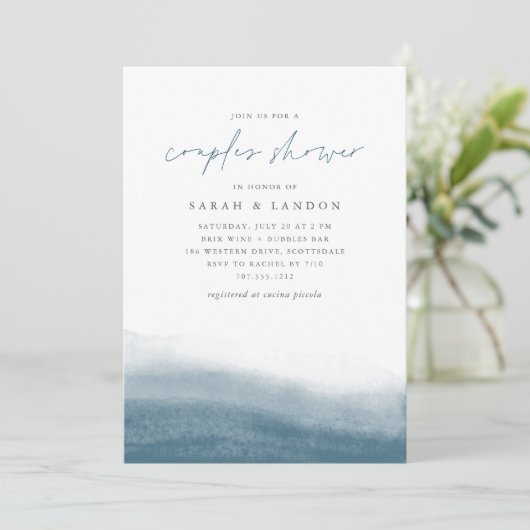 ラグーンタイドコースタルウォーターカラーカップルシャワー 招待状 (スタンド正面)