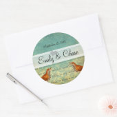 ラグーン&エンダイビングヴィンテージラブバード結婚ズステッカー ラウンドシール (封筒)