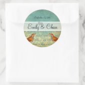 ラグーン&エンダイビングヴィンテージラブバード結婚ズステッカー ラウンドシール (バッグ)