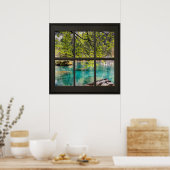 ラグーン、レイクビューウィンドウフェイクイリュージョン(黒) ポスター (キッチン)