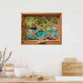 ラグーン – Lake Calming Fake フェイク Window ポスター (キッチン)