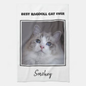 ラグ最高のドル猫エバーモノグラム名ペット写真 キッチンタオル (縦)