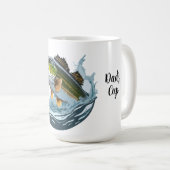 ラグemouthバスが水面を打つルアー コーヒーマグカップ (正面右)