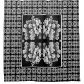 ラケカップアジサイ黒と白抽象芸術 シャワーカーテン (正面)