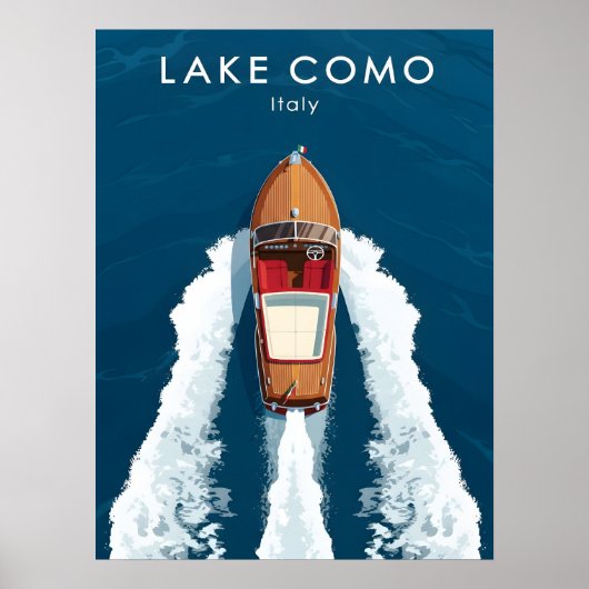ラケコモのビンテージモーターボート – イタリア旅行  ポスター (正面)