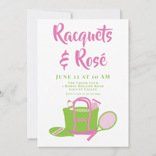 ラケッツ&ロゼテニスパーティー名門私立校風のレディースデイ 招待状 (正面)