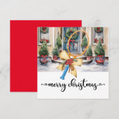 ラケットとクリスマスをテーマにしたテニスクリスマス シーズンカード (正面/裏面)