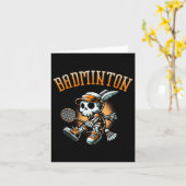 ラケットとシャトルを備えたバドミントン骨格 カード (黄色い花)