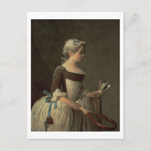ラケットとシャトルコックの女の子 ポストカード (正面)