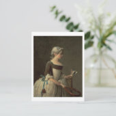 ラケットとシャトルコックの女の子 ポストカード (スタンド正面)