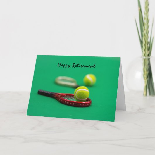 ラケットとボールがグリーンに点灯したテニスの引退 カード (正面)