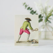 ラケットとボールで遊ぶ男 ポストカード (スタンド正面)