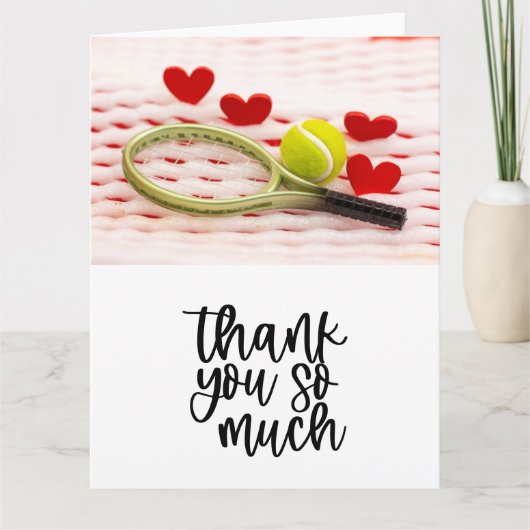ラケットとボールのあるテニス サンキューカード (正面)