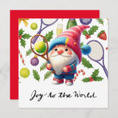 ラケットとボールをテーマにしたテニスクリスマス シーズンカード (正面/裏面)