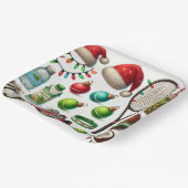 ラケットとボールをテーマにしたテニスクリスマス ペーパープレート (傾斜あり)