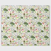 ラケットとボールをテーマにしたテニスクリスマス ラッピングペーパー (フラット)