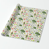 ラケットとボールをテーマにしたテニスクリスマス ラッピングペーパー (アンロールド)