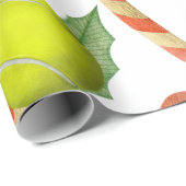 ラケットとボールをテーマにしたテニスクリスマス ラッピングペーパー (ロールコーナー)